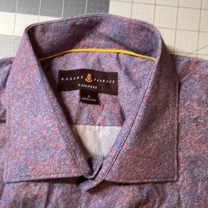 Robert Talbott Tailored Fit Large Blue Pink Print Long Sleeve Shirt. 17” Collar